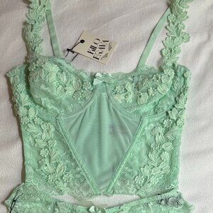 NWT Mint Green Bustier and Pantie Lingerie Set